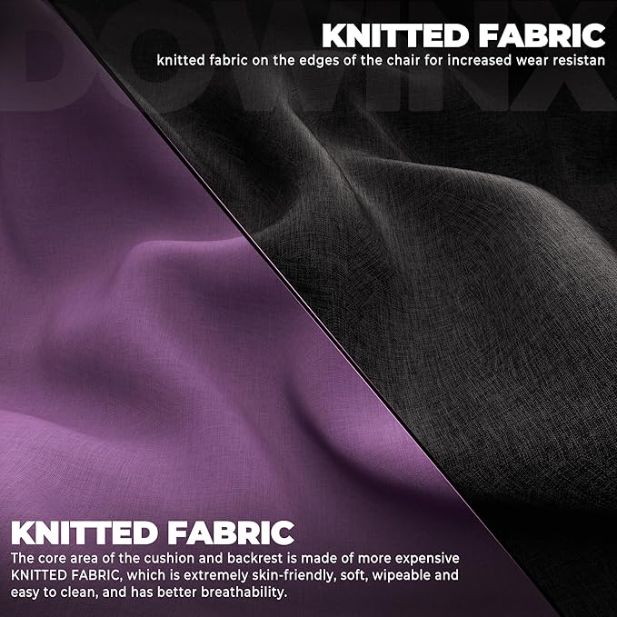 Dowinx Fabric Gaming Chair with Footrest Big and Tall Ergonomic Gamer Chair with Lumbar Support Wide Back Computer Chair for Heavy People Purple