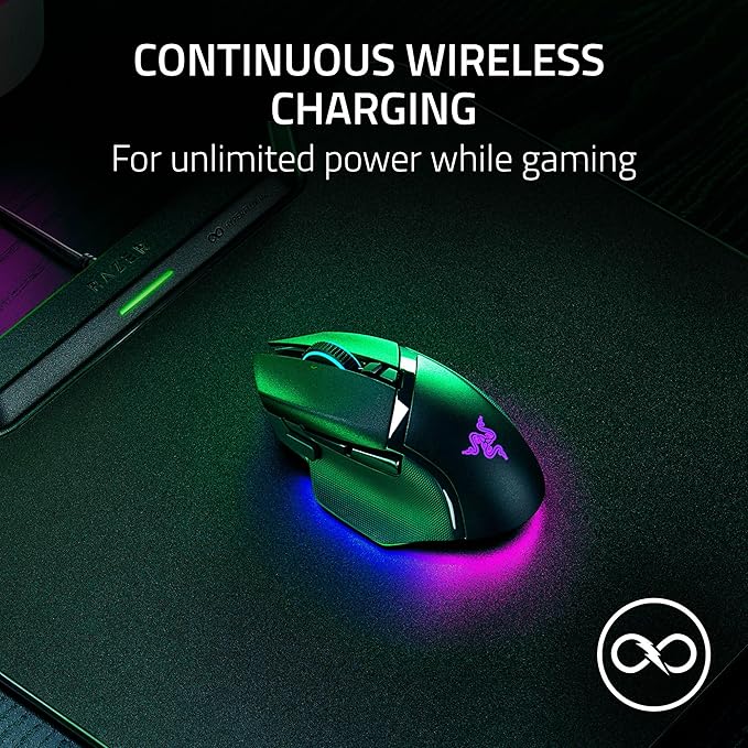 Razer HyperFlux V2 Wireless Charging System: Continuous Charging Gaming Mouse Mat &amp Puck - Seamless Auto-Pairing - HyperSpeed Multi-Device Connectivity - Anti-Slip Rubber Base - Hard Surface Editi