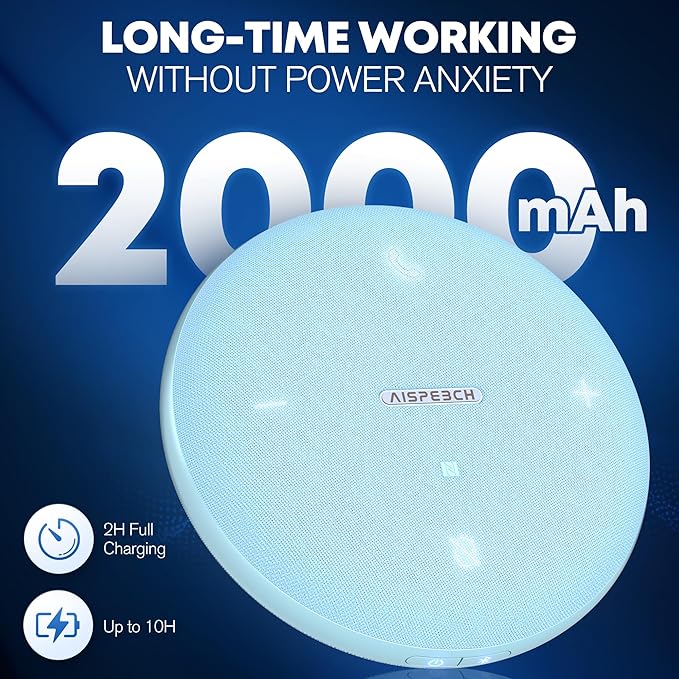 Bluetooth Conference Speakerphone M4 with AI Noise Reduction AI Summaries AI Transcription with 60-Language Support 13FT 360° Voice Pickup10-Hour Battery Life for Zoom and Teams Blue