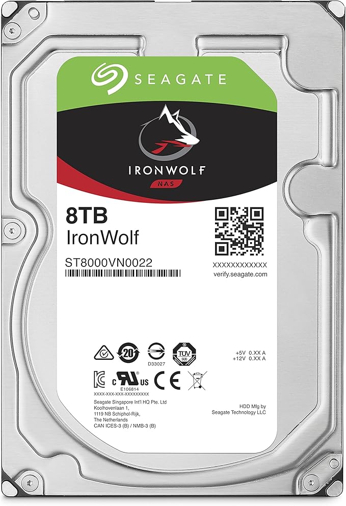 Seagate IronWolf 8Tb NAS Internal Hard Drive HDD – 3.5 Inch SATA 6GB/S 7200 RPM 256MB Cache for Raid Network Attached Storage (ST8000VN0022)Silver