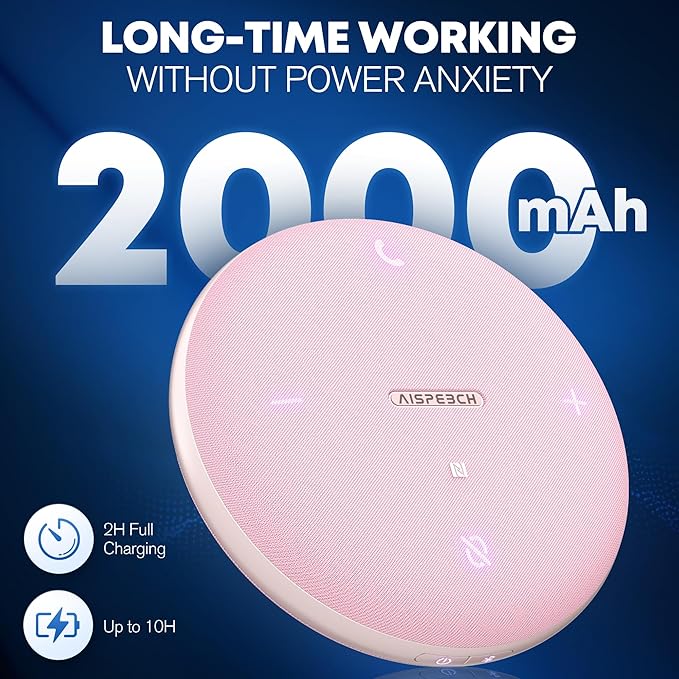 M4 Bluetooth Speakerphone Conference Speaker and Microphone with AI Noise Reduction GPT Transcription Speakers for Computer Desktop 360° Voice Pickup at Home Office for Teams/Zoom Pink