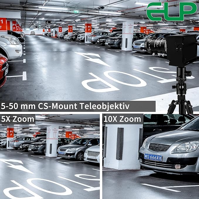 ELP 0.0001Lux Starvis Manual Zoom USB Camera 5-50mm 10X Varifocal H.264 Low Light Webcam for Computer UVC USB2.0 Lightburn Camera HDR 100dB Webcamera High Speed 1080P@30fps Low Illumination Web Cam
