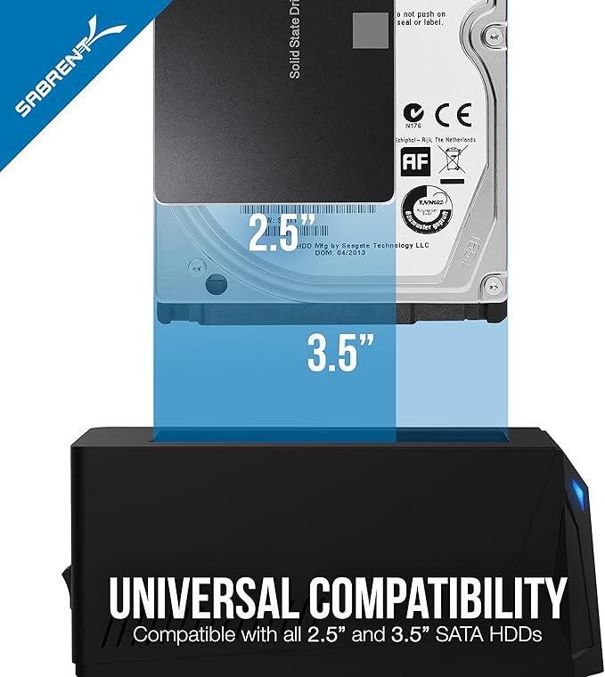 SABRENT USB 3.0 to SATA External Hard Drive Docking Station for 2.5 or 3.5' HDD SSD [Support UASP] (EC-UBLB)