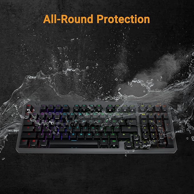 ASUS TUF Gaming K3 Gen II Wired USB Gaming Keyboard – 97-Key Compact Layout Optical-Mechanical Red (Linear) Switches PBT Keycaps Detachable Top Plate IP57 Waterproofing PC/Mac Support - Black