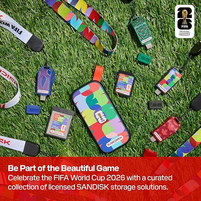 SANDISK 1TB Portable SSD FIFA World Cup 2026 Edition – Up to 800MB/s – Compatible with laptops Plus Android Tablets and Phones – Black - SDSSDE30F-1T00-G25