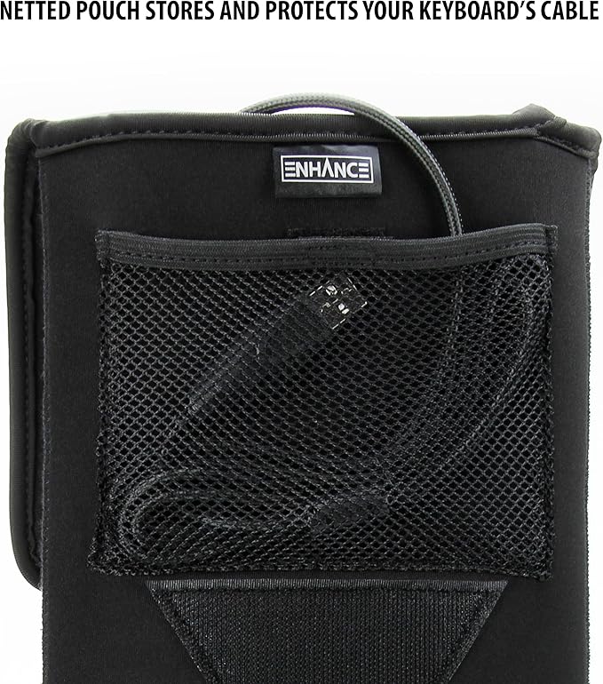 Enhance Keyboard Sleeve Travel Case for Full-Size Mechanical and Standard Gaming Keyboards up to 18 Inches with Rugged Neoprene Construction Zipper Mouse Storage and Cable Storage Pouch