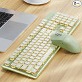 V3 Wireless Keyboard and Mouse Combo Bluetooth/2.4G Rechargeable Light up Quiet Computer Keyboard and Mouse with White Backlit Metal Panel Cute Keyboards-Green