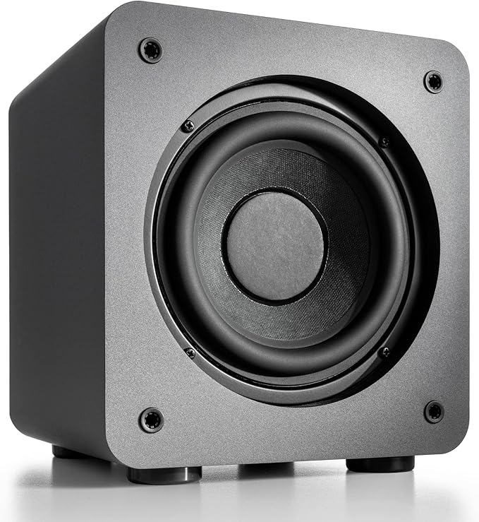 Audioengine A2 Red Pc Speakers for Desktop and S6 Gray Subwoofer for Music Gaming Movies Studios Dorms Bedrooms Offices