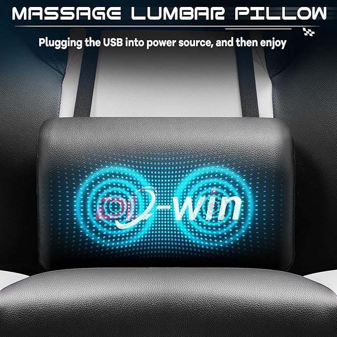 Gaming Chair for Adults Gaming Chairs with Footrest Ergonomic Video Game Chair with Massage Lumbar Big and Tall Computer Chair Height Adjustable with Headrest and 360° Swivel Seat White