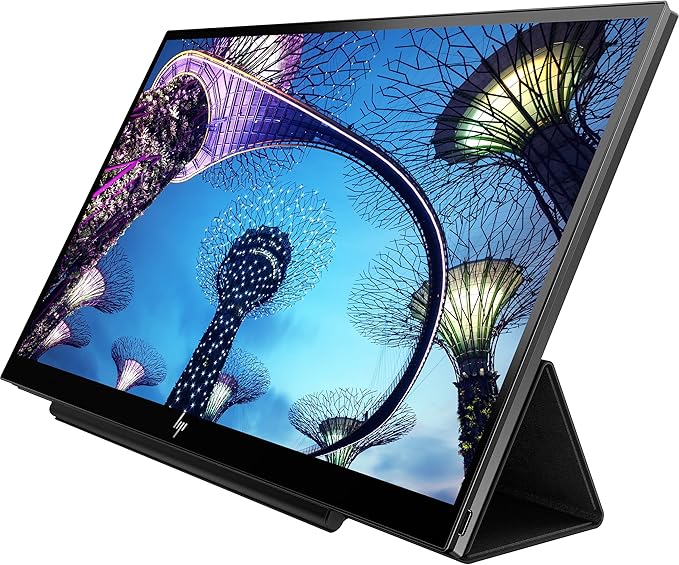 HP E14 FHD (1920x1080) Portable Monitor Travel Bundle with USB Type-C and Micro Bluetooth Speaker with Professional Sound Built-in Microphone and Remote Shutter for Selfies