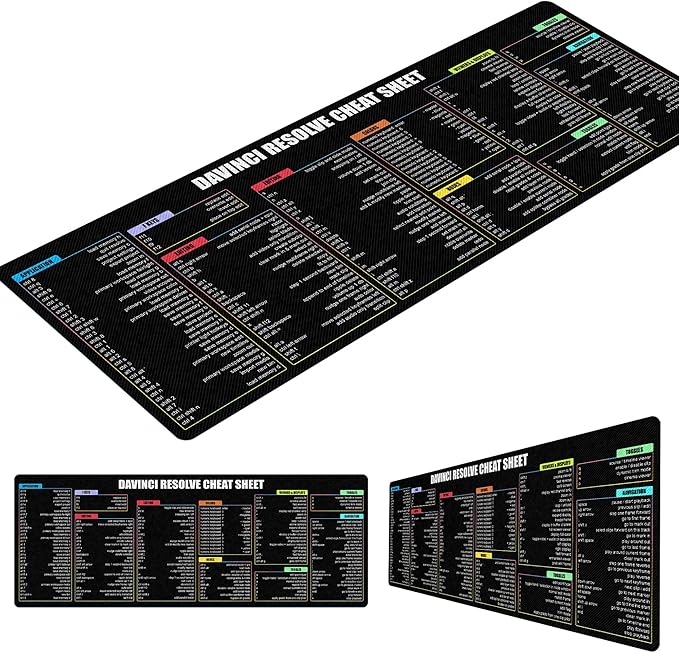 Davinci Resolve Windows Shortcuts &amp Cheat Sheet Mouse Mat Quick Reference for Video Editors Creators Filmmakers – Essential Computer Accessories for Study Work and Reference Purposes KMH