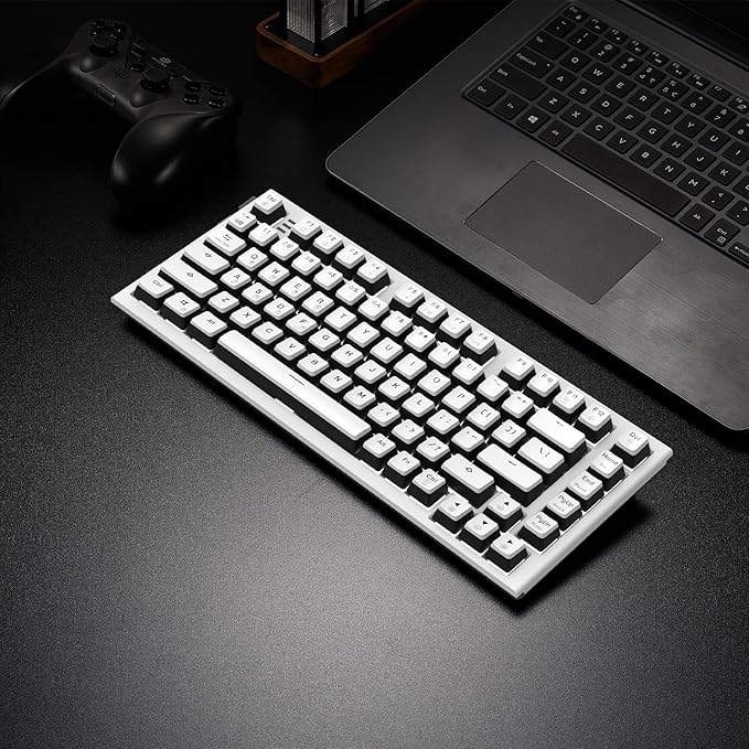 Hexgears X2 TKL Wireless Mechanical Gaming Keyboard with Magnetic Wrist Rest Dual-Mode 2.4GHz/USB-C Ergonomic Keyboard Pre-lubed Linear Switches White LED Backlit Computer Gaming Keyboards