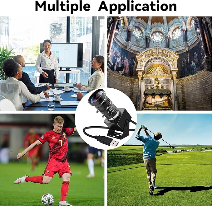 4K USB Webcam 1080P@120fps High Speed Camera With CS-Mount 5-50mm 10X Telephoto Zoom Manual Lens 12MP Close-Up Capability OpenCV Compatible Plug-and-Play for Live StreamingIndustrial Projects