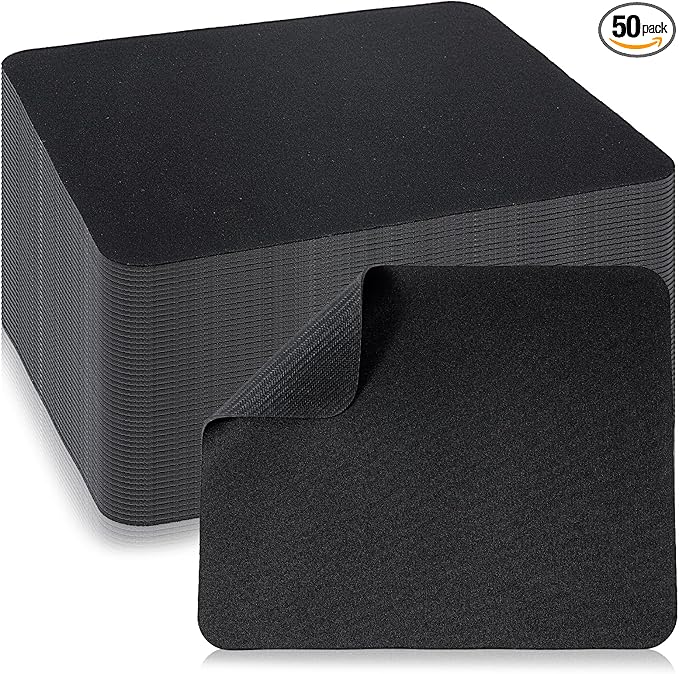 50 Pack Mouse Pads Bulk - Black Mouse Pad Set 8.66 x 7.09 Inches with Non-Slip Rubber Base for Computer Laptop Gaming Office Home Use (0.08 Inch Thickness)