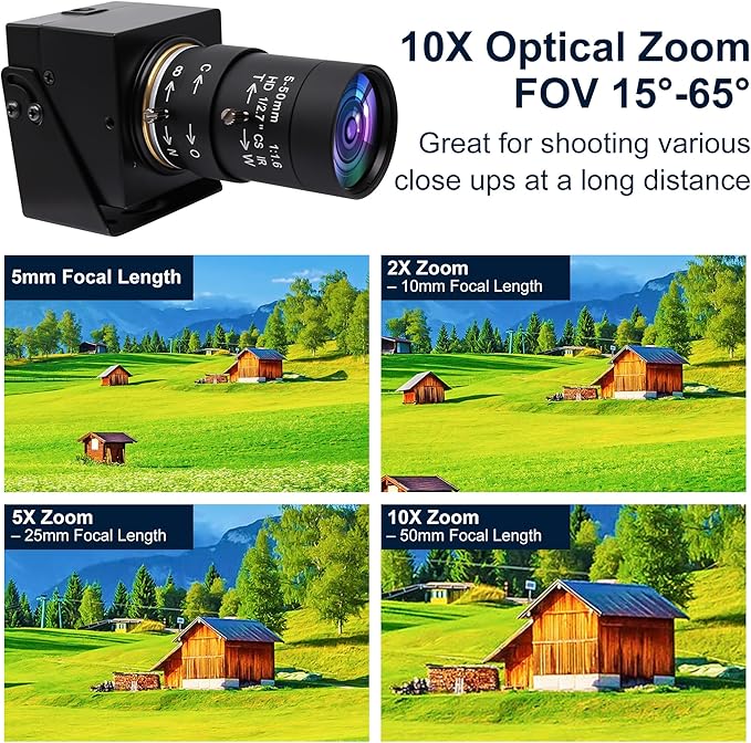 SVPRO 1080P USB Webcam with Telephoto 5-50mm Lens Full HD Computer Camera 100fps/60fps/30fps for Windows/Mac/Linux/Android