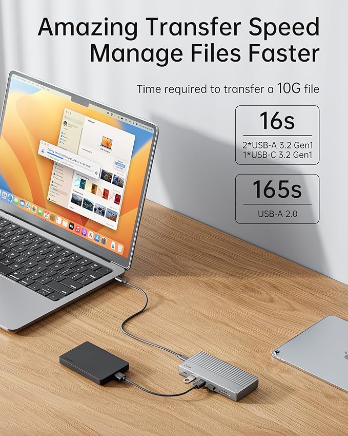 USB C Docking Station 3 Monitors11 in 1 Laptop Docking Station Dual Monitor with Dual HDMI 4K@60hz+DP 4k@60Hz+Ethernet+3USB+1USB C+PD+SD/TFUSB C Hub Multiport Adapter for Dell/HP/Surface/Lenovo