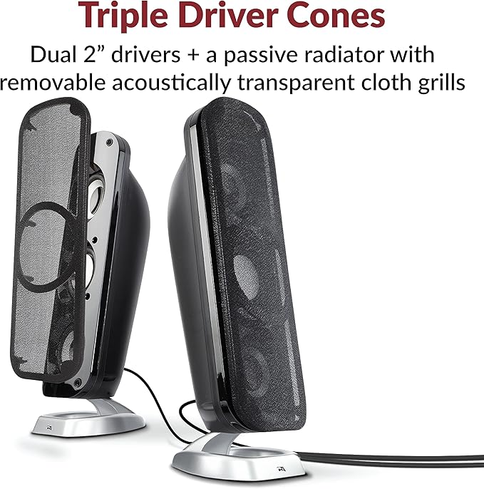 Cyber Acoustics CA-3908 2.1 Multimedia Speaker System with Subwoofer 92 Watts Peak Power Deep Bass Perfect for Music Movies and Games on Desktops Laptops Consoles