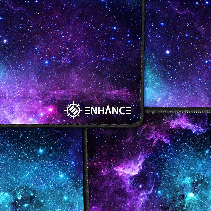 ENHANCE Extended Gaming Mouse Pad XL Mouse Mat Desk Accessories - Anti-Fray Stitching and Low-Friction Tracking Surface Non-Slip Backing for Professional eSports - Dimensions: 80 x 32.5 cm - Galaxy