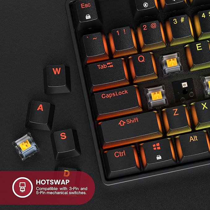 HK GAMING GK80 TKL v3 | Hotswap Mechanical Gaming Keyboard | Tenkeyless 87 Keys Multi Color RGB LED Backlit for PC/Mac Gamer | US Layout (Black Mechanical Brown)