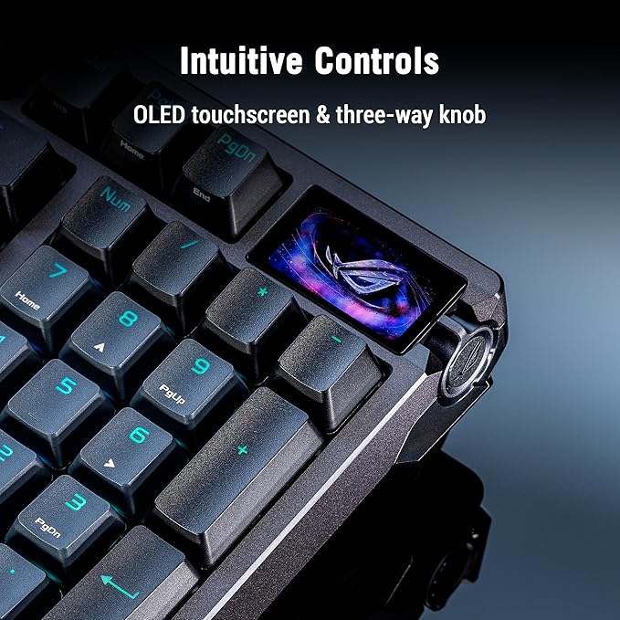 ASUS ROG Azoth 96 HE Wireless Hall Effect Gaming Keyboard – 96% Full-Size Tri-Mode Hot Swappable Magnetic Switch Rapid Trigger Speed Tap 8K Hz Polling Color OLED Screen PBT Keycaps – Black