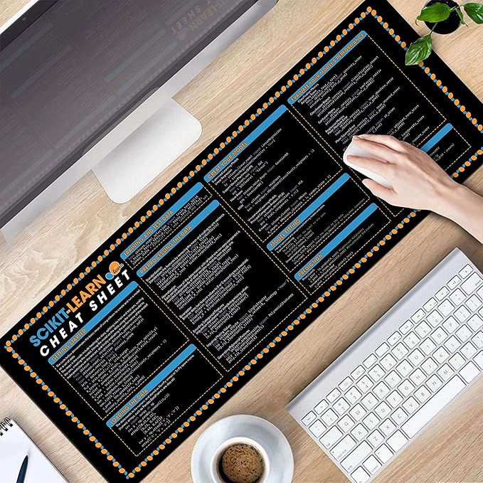 Scikit-Learn Cheat Sheet Mouse Pad Large Mouse Pad for Data Analyst Essential Computer Accessories for Study Work and Reference Purposes NVA