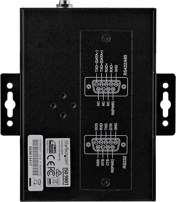 StarTech.com 4 Port Serial Hub USB to RS232/RS485/RS422 Adapter - Industrial USB 2.0 to DB9 Serial Converter Hub - IP30 Rated - Din Rail Mountable Metal Serial Hub - 15kV ESD Protection TAA