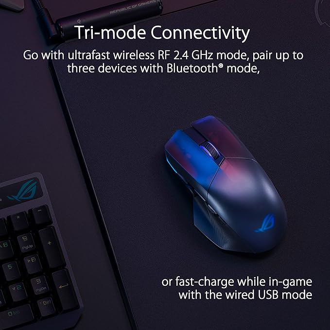 ASUS ROG Chakram X Origin Wireless Gaming Mouse – MMO/MOBA Design Detachable Joystick 11 Programmable Buttons Right-Handed 123g Tri-Mode Connectivity 36K DPI up to 150Hr Battery PC/Mac Support