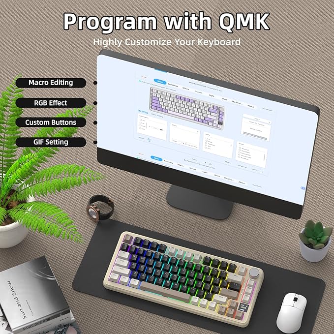 MAGIC-REFINER ATTACK SHARK X85PRO 75% Wireless Mechanical keyboardTFT Smart Display&ampKnobBT/2.4GHz/Wired Custom Gaming KeyboardGasketHot-SwapRGBwith Pro Cable&amp5 Color PBT Keycapsfor PC/M