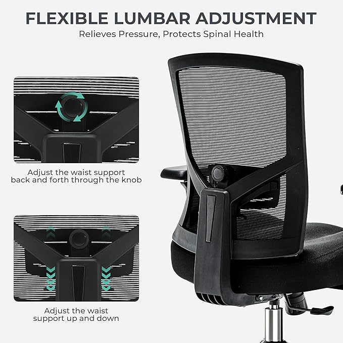 Big and Tall Office Chair 500lbs Ergonomic Oversize Mesh Desk Chair Heavy Duty High Back Computer Chair with Wide Thick Seat Cushion Adjustable Lumbar Support 4D Armrests