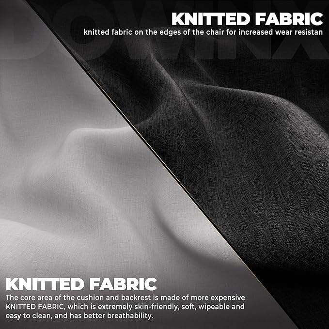 Dowinx Fabric Gaming Chair with Footrest Big and Tall Gamer Chair with Lumbar Support Wide Back Computer Chair for Heavy People Grey