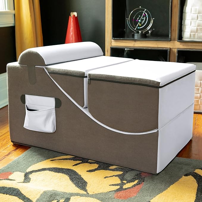 Jaxx Flexx V-Tex Convertible 3 in 1 Gamer Chair Table &amp Ottoman w/Adjustable Headrest &amp Pocket - Vinyl Submarine Grey