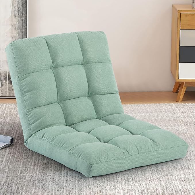 Floor Chair with Back Support Folding Chair with 6 Adjustable Position Padded Sleeper Bed Floor Gaming Chair Meditation Chair for Adults