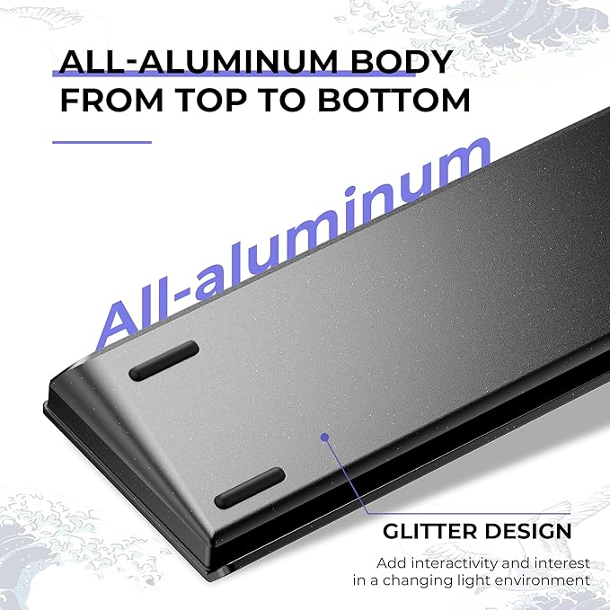 HITIME x XVX 60% Percent Keyboard with Strap H61 Wired Aluminum Gaming Keyboard Hot Swappable Kanagawa Anime PBT Keycaps RGB Backlit Cherry Profile Sound Absorbing Pads Creamy Linear Switch