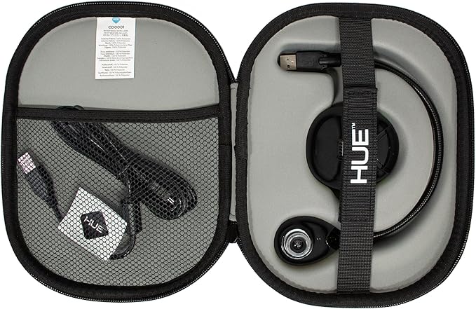 HUE HD Portable USB Video Conferencing Camera. Use as a Webcam for Live Streaming or a Document Camera for Teaching: Windows macOS Chromebook Linux Compatibility (Black with Carry Case)