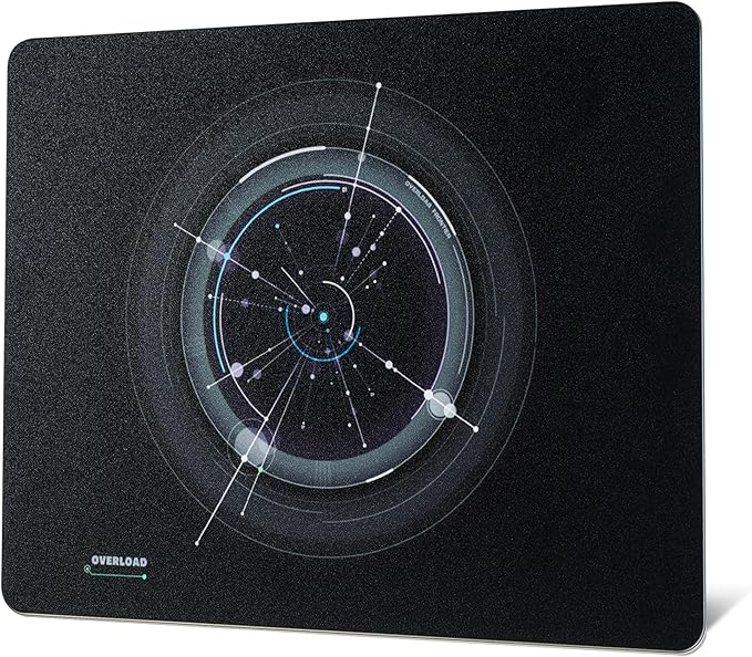 XVX Glass Mousepad Gaming Overload Black Tempered Glass Mouse Pads for GamingProfessional Large Mouse Mat 410mm*310mm Special Glass Surface with Improved Precision and Speed