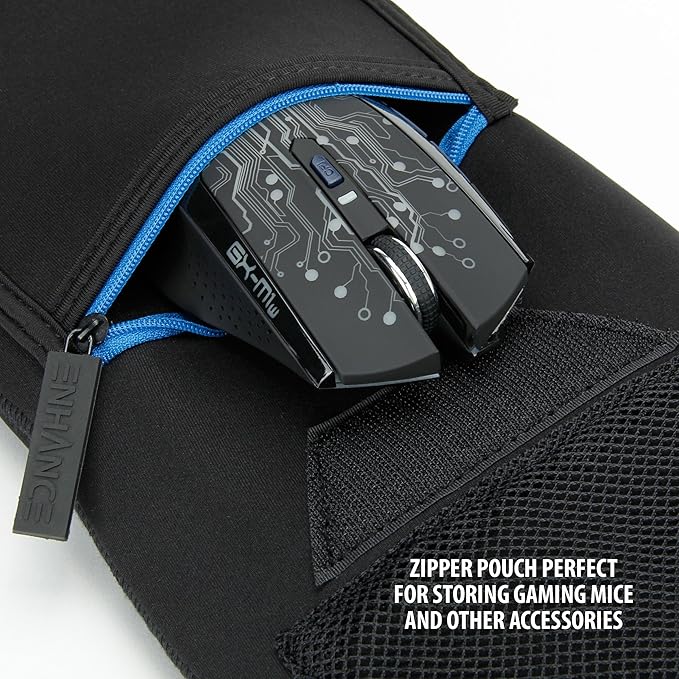 Enhance Keyboard Sleeve Travel Case for Full-Size Mechanical and Standard Gaming Keyboards up to 18 Inches with Rugged Neoprene Construction Zipper Mouse Storage and Cable Storage Pouch