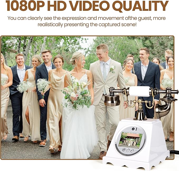 Video Guest Book Wedding Phone (Art Deco Retro White)