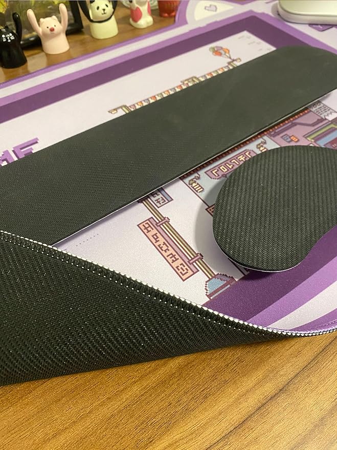 4-in-1 Large Gaming Mouse Pad Keyboard Wrist Rest Pad &amp Wrist Support Mousepad SetPastel Game Over Mousepad Cute Extended Desk Pad Waterproof Desk Mat for Home Office Study Game-Purple