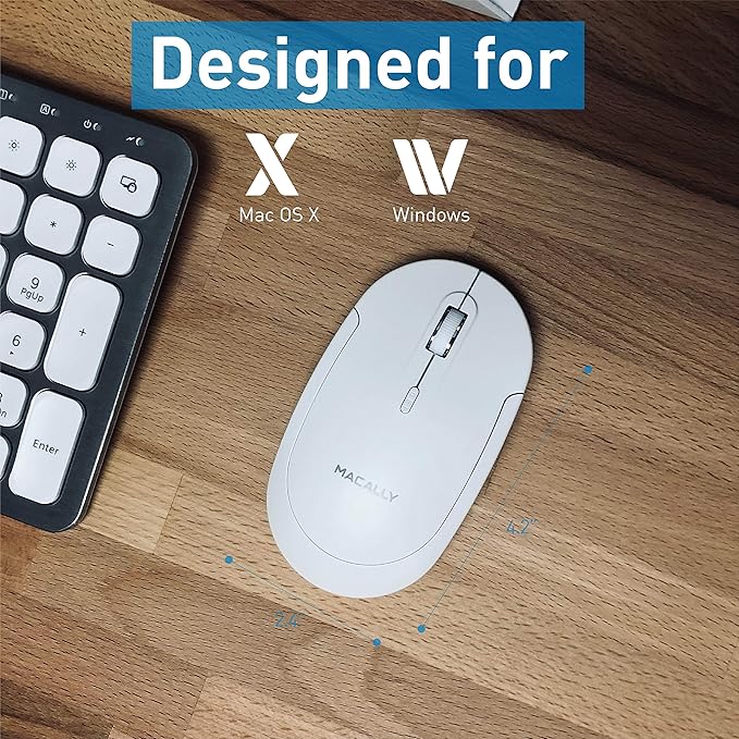 Macally Wireless Number Pad for Mac &amp PC and a Wireless Bluetooth Mouse Work with Numbers More Efficiently