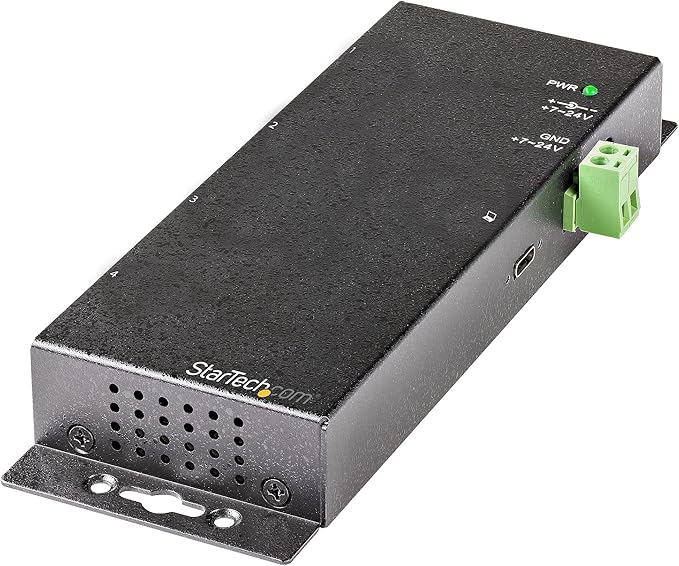 StarTech.com 4 Port USB C Hub 10Gbps - Metal Industrial USB-C Hub - 2X USB-C &amp 2X USB-A - ESD Surge Protection - USB-C or USB-A Host - Self-Powered Mountable USB 3.2 Gen 2 Type-C Hub TAA