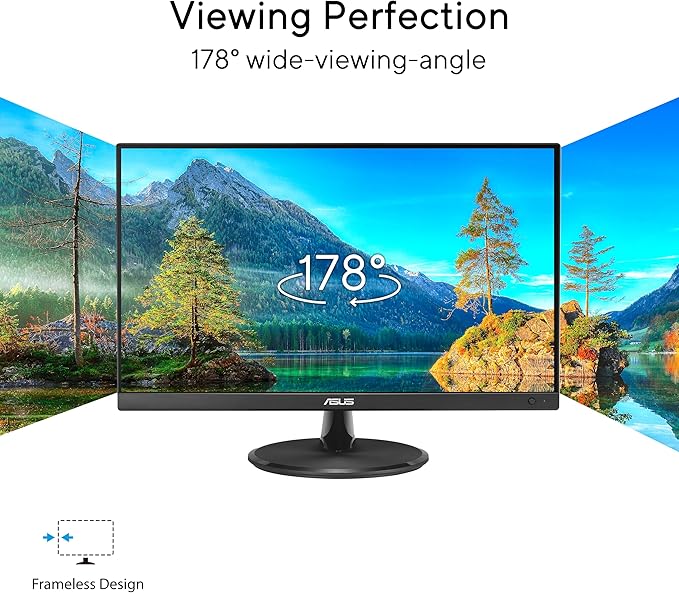 ASUS 22” 1080P Eye Care Monitor (VP227HF) - (21.45-inch viewable) Full HD 99% sRGB Frameless 100Hz Adaptive-Sync 1ms HDMI Low Blue Light Flicker Free VESA Wall Mountable 3 yr Warranty