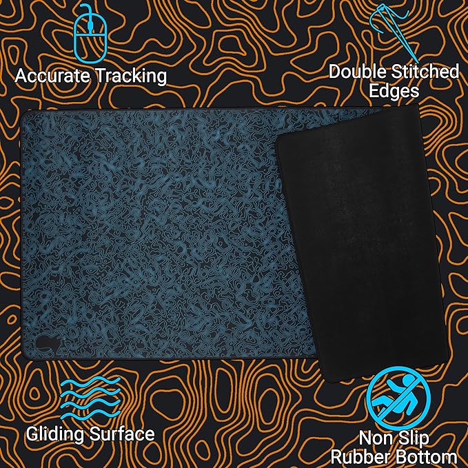 CrashPad XXL Gaming Mouse Pad - 36 x 16 - Thick Extended Gaming Desk Mat (Blue)