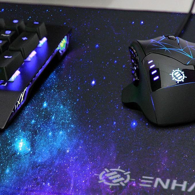 ENHANCE Extended Gaming Mouse Pad XL Mouse Mat Desk Accessories - Anti-Fray Stitching and Low-Friction Tracking Surface Non-Slip Backing for Professional eSports - Dimensions: 80 x 32.5 cm - Galaxy