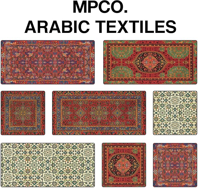 MPCO. Original Large Gaming Desk Mat – 36 x 17 Aeroglyde Arabic Textiles Emerald-Garden Full Desk Mouse Pad for Smooth Precision – Non-Slip Washable Extra-Large PC Mouse Pad for Gaming Sessions