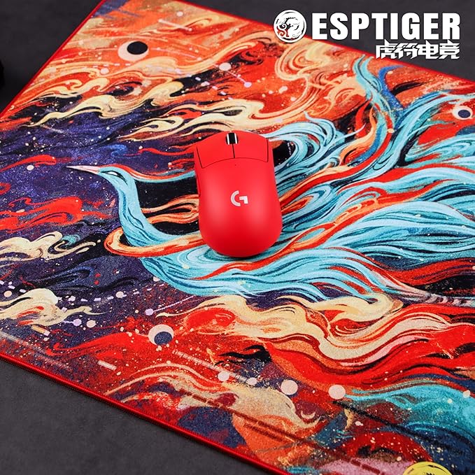 Mouse Pads EspTiger QingSui Xuan - XuanNiao (480 x 400 x 4mm) Standard Size Silky Ultra-Fine Woven Fabric Skin-Friendly Cloth Large Gaming Mousepad - Multi-Color Firebird Design