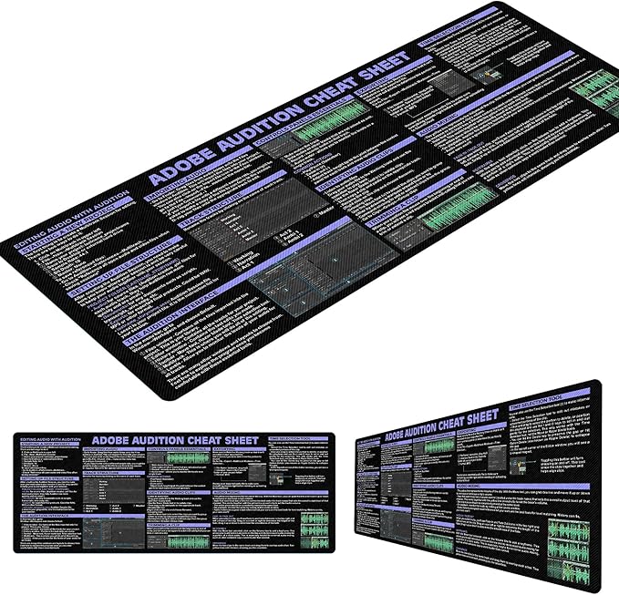 Audio Editing Shortcuts Cheat Sheet Mouse Pad Mouse Pad for Audio Editors Adobe Large Desk Mat Sound Producers Mousepad Essential Computer Accessories for Study Work and Reference Purposes