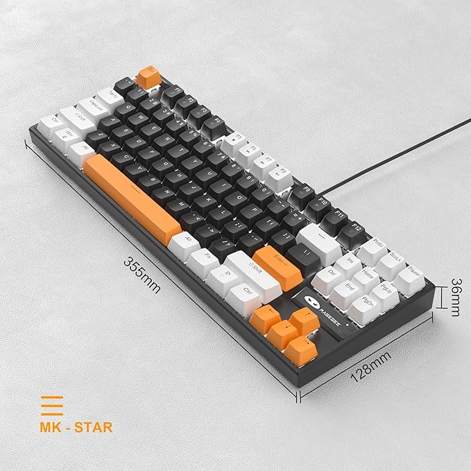MageGee 75% Mechanical Gaming Keyboard Brown Switch LED White Backlit 87 Keys Compact TKL Wired Computer Keyboards for Windows Laptop PC Gamer - Black/White