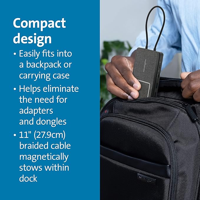 Kensington USB-C Hub with Qi Charging Dual HDMI 4K@60Hz 100W PD Pass Through Charging 1Gbps Ethernet Port Compatible with MacBook iPad HP Lenovo Laptops (K32800WW) Black