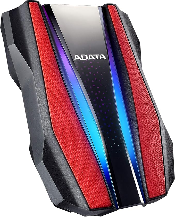 ADATA Durable Series HD770G RGB 2TB Red External USB 3.1 Portable Hard Drive Compatible with Xbox and PS4 (AHD770G-2TU32G1-CRD)