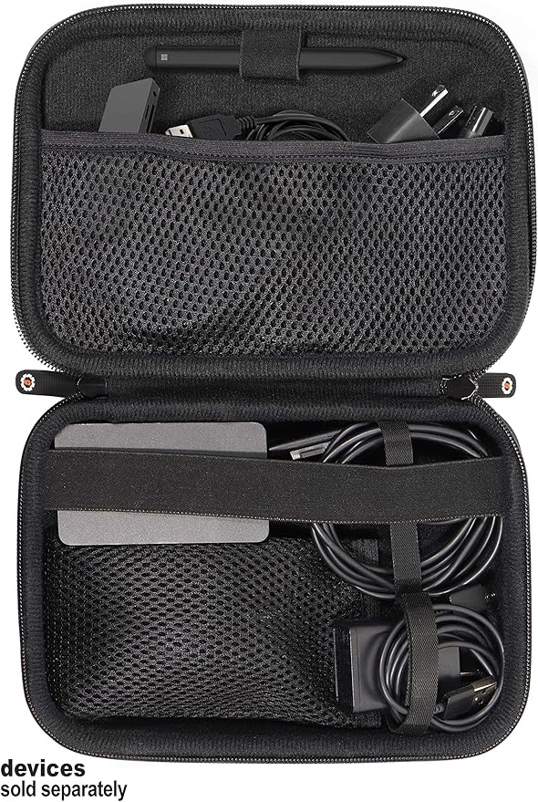 Microsoft Surface-Accessories organizing case by getgear for Surface-Dock Charger Adapter Arc Mouse Surface Pen USB 3.0 Hub Docking Station and Others (Black)